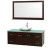 Centra 60 In. Single Vanity in Espresso with Green Glass Top with White Carrera Sink and 58 In. Mirror