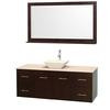 Centra 60 In. Single Vanity in Espresso with Ivory Marble Top with Bone Porcelain Sink and 58 In. Mirror