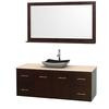Centra 60 In. Single Vanity in Espresso with Ivory Marble Top with Black Granite Sink and 58 In. Mirror