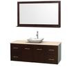 Centra 60 In. Single Vanity in Espresso with Ivory Marble Top with White Carrera Sink and 58 In. Mirror