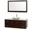 Centra 60 In. Single Vanity in Espresso with White Carrera Top with Ivory Sink and 58 In. Mirror