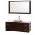 Centra 60 In. Single Vanity in Espresso with White Carrera Top with Ivory Sink and 58 In. Mirror