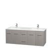 Centra 60 In. Double Vanity in Gray Oak with Solid SurfaceTop with Square Sinks and No Mirror