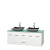 Centra 60 In. Double Vanity in White with Green Glass Top with Black Granite Sinks and No Mirror