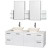 Amare 60 In. Double Bathroom Vanity in Glossy White, Solid SurfaceTop, Bone Porcelain Sinks,Med Cabinet