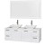Amare 60 In. Double Bathroom Vanity in Glossy White, Solid SurfaceTop, White Carrera Sinks, 58 In. Mirror