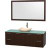 Amare 60 In. Single Espresso Bathroom Vanity, Green Glass Top, Ivory Marble Sink, 58 In. Mirror