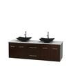 Centra 72 In. Double Vanity in Espresso with Solid SurfaceTop with Black Granite Sinks and No Mirror