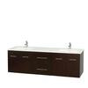 Centra 72 In. Double Vanity in Espresso with Solid SurfaceTop with Square Sinks and No Mirror