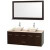 Centra 60 In. Double Vanity in Espresso with Ivory Marble Top with Bone Porcelain Sinks and 58 In. Mirror