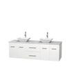 Centra 72 In. Double Vanity in White with Solid SurfaceTop with White Porcelain Sinks and No Mirror