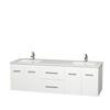 Centra 72 In. Double Vanity in White with Solid SurfaceTop with Square Sinks and No Mirror