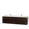 Centra 80 In. Double Vanity in Espresso with White Carrera Top with Square Sinks and No Mirror