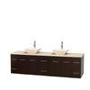 Centra 80 In. Double Vanity in Espresso with Ivory Marble Top with Bone Porcelain Sinks and No Mirror
