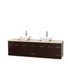 Centra 80 In. Double Vanity in Espresso with Ivory Marble Top with White Porcelain Sinks and No Mirror