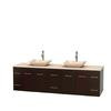 Centra 80 In. Double Vanity in Espresso with Ivory Marble Top with Ivory Sinks and No Mirror