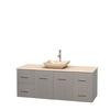 Centra 60 In. Single Vanity in Gray Oak with Ivory Marble Top with Ivory Sink and No Mirror