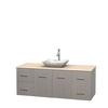 Centra 60 In. Single Vanity in Gray Oak with Ivory Marble Top with White Carrera Sink and No Mirror