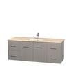 Centra 60 In. Single Vanity in Gray Oak with Ivory Marble Top with Square Sink and No Mirror