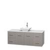 Centra 60 In. Single Vanity in Gray Oak with Solid SurfaceTop with White Porcelain Sink and No Mirror