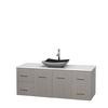 Centra 60 In. Single Vanity in Gray Oak with Solid SurfaceTop with Black Granite Sink and No Mirror
