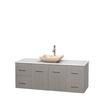 Centra 60 In. Single Vanity in Gray Oak with Solid SurfaceTop with Ivory Sink and No Mirror