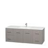 Centra 60 In. Single Vanity in Gray Oak with Solid SurfaceTop with Square Sink and No Mirror