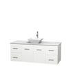 Centra 60 In. Single Vanity in White with White Carrera Top with White Porcelain Sink and No Mirror