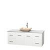 Centra 60 In. Single Vanity in White with White Carrera Top with Ivory Sink and No Mirror