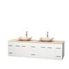 Centra 80 In. Double Vanity in White with Ivory Marble Top with Ivory Sinks and No Mirror