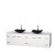 Centra 80 In. Double Vanity in White with Solid SurfaceTop with Black Granite Sinks and No Mirror