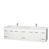 Centra 80 In. Double Vanity in White with Solid SurfaceTop with Square Sinks and No Mirror