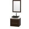 Amare 24 In. Single Espresso Bathroom Vanity, Solid SurfaceTop, Black Granite Sink, 24 In. Mirror