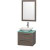 Amare 24 In. Single Grey Oak Bathroom Vanity, Green Glass Top, White Carrera Sink, 24 In. Mirror