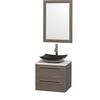 Amare 24 In. Single Grey Oak Bathroom Vanity, Solid SurfaceTop, Black Granite Sink, 24 In. Mirror
