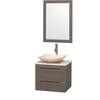 Amare 24 In. Single Grey Oak Bathroom Vanity, Solid SurfaceTop, Ivory Marble Sink, 24 In. Mirror
