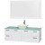 Amare 60 In. Single Glossy White Bathroom Vanity, Green Glass Top, Bone Porcelain Sink, 58 In. Mirror