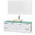 Amare 60 In. Single Glossy White Bathroom Vanity, Green Glass Top, Ivory Marble Sink, 58 In. Mirror
