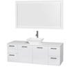 Amare 60 In. Single Glossy White Bathroom Vanity, Solid SurfaceTop, White Sink, 58 In. Mirror