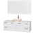 Amare 60 In. Single Glossy White Bathroom Vanity, Solid SurfaceTop, Ivory Marble Sink, 58 In. Mirror
