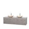Centra 80 In. Double Vanity in Gray Oak with Solid SurfaceTop with Ivory Sinks and No Mirror