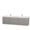 Centra 80 In. Double Vanity in Gray Oak with Solid SurfaceTop with Square Sinks and No Mirror