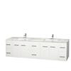 Centra 80 In. Double Vanity in White with White Carrera Top with Square Sinks and No Mirror