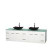 Centra 80 In. Double Vanity in White with Green Glass Top with Black Granite Sinks and No Mirror