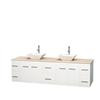 Centra 80 In. Double Vanity in White with Ivory Marble Top with White Porcelain Sinks and No Mirror