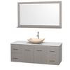 Centra 60 In. Single Vanity in Gray Oak with Solid SurfaceTop with Ivory Sink and 58 In. Mirror