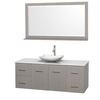 Centra 60 In. Single Vanity in Gray Oak with Solid SurfaceTop with White Carrera Sink and 58 In. Mirror