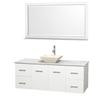 Centra 60 In. Single Vanity in White with White Carrera Top with Bone Porcelain Sink and 58 In. Mirror