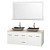 Centra 60 In. Double Vanity in White with Ivory Marble Top with Black Granite Sinks and 58 In. Mirror