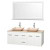 Centra 60 In. Double Vanity in White with Ivory Marble Top with Ivory Sinks and 58 In. Mirror